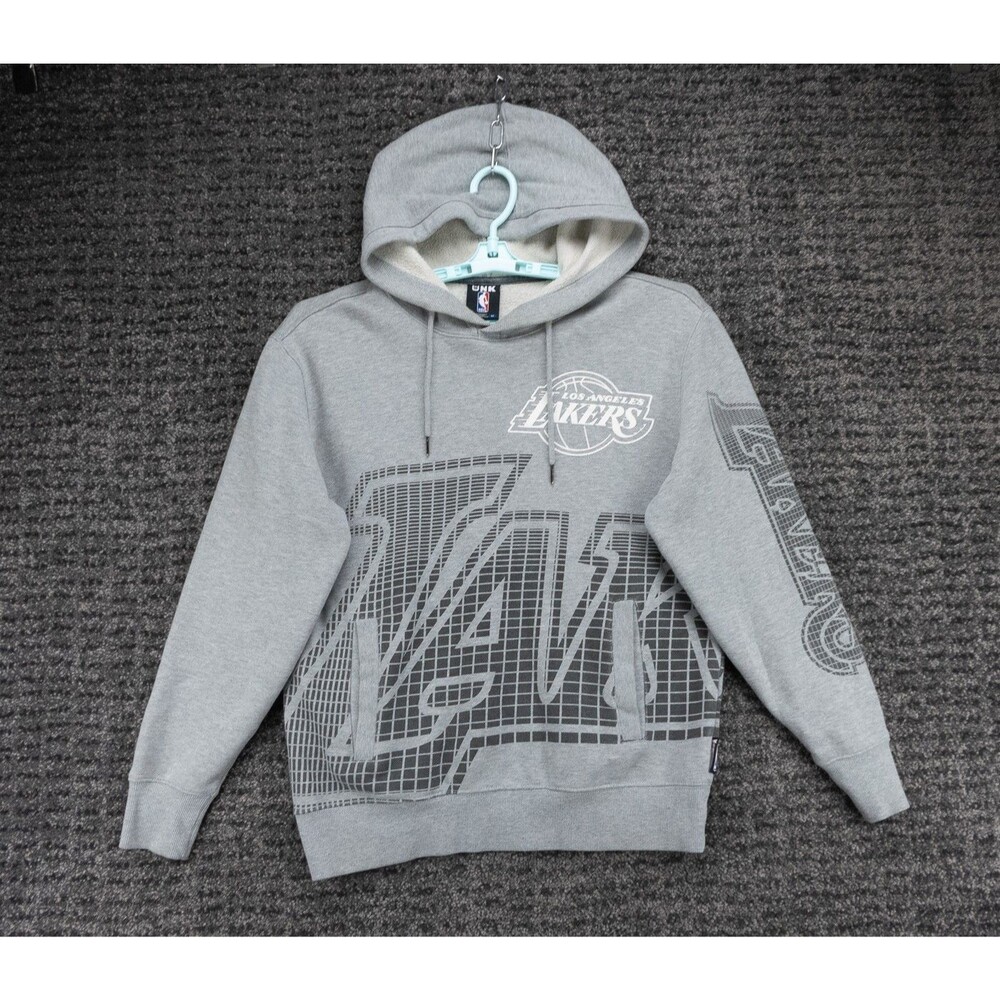 Los Angeles Lakers Hoodie Mens Medium Gray Sweatshirt Graphic Print Logo UNK NBA